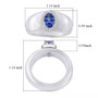 tanzanite and moissanite halo rhodium over sterling silver carved white jade ring shown for size comparison