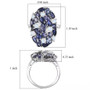 iolite and rainbow moonstone cluster ring in rhodium over sterling silver shown for size comparison