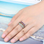 multi gemstone ring in rhodium over 925 sterling silver