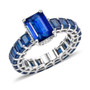 front view of kyanite and white zircon eternity ring in rhodium over sterling silver