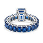 kyanite and white zircon eternity ring in rhodium over sterling silver