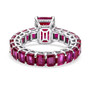 ruby (ff) and white zircon eternity ring in rhodium over sterling silver