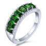 chrome diopside and white zircon band ring in rhodium over sterling silver