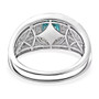 blue zircon and moissanite halo gents ring in rhodium over sterling silver
