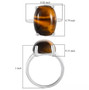 tigers eye cushion cabochon solitaire ring in rhodium over sterling silver scale measurements