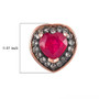 fissure filled ruby and champagne zircon hear shaped halo stud earrings in 18k vermeil rose gold over sterling silver scale measurements
