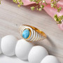 oval larimar bezel set solitaire ring with white enamel in 18k vermeil yellow gold over sterling silver live studio