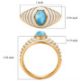 oval larimar bezel set solitaire ring with white enamel in 18k vermeil yellow gold over sterling silver scale measurements