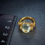 prasiolite oval fleur-de-lis ring in 18k yellow gold over sterling silver shown for size comparison