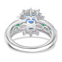 kyanite emerald and white zircon halo ring in rhodium over sterling silver undergallery