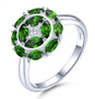 chrome diopside cluster ring in rhodium over sterling silver