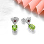 side view of peridot garnet and white zircon dangle earrings in rhodium over sterling silver