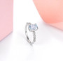 aquamarine and diamond cushion 18k white gold wedding ring angle