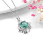 side view of green fluorite pearl and white zircon necklace in rhodium over sterling silver