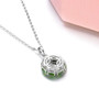 Chrome Diopside & White Zircon Circle Necklace in Rhodium over Sterling Silver 1.5ctw