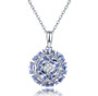 tanzanite and white zircon necklace in rhodium over sterling silver