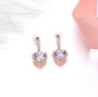 full view of brazilian pink amethyst and white zircon heart earrings in 18k rose gold over sterling silver