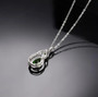 back view of chrome diopside and diamond pendant necklace in 14k white gold