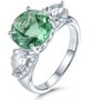 green fluorite and white zircon ring in rhodium over sterling silver
