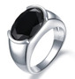 black spinel solitaire ring in rhodium over sterling silver