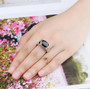 black spinel solitaire ring in rhodium over sterling silver
