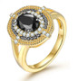 black spinel and white zircon ring in 18k yellow gold over sterling silver