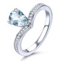 elegant natural gemstone ring in rhodium over sterling silver