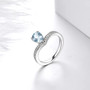 close up of elegant natural gemstone ring in rhodium over sterling silver