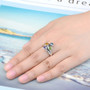 unique multi gemstone bypass ring in rhodium over sterling silver