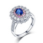sapphire and diamond triple halo 18k white gold convertible ring necklace