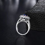 side view of sapphire and diamond triple halo 18k white gold convertible ring necklace