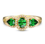 tsavorite garnet and diamond trilogy 14k yellow gold ring