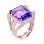 amethyst and diamond 14k rose gold cocktail ring front angle