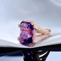 amethyst and diamond 14k rose gold cocktail ring live studio