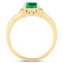 side view of zambian emerald green gemstone ring in solid 14k yellow gold
