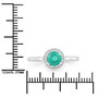 scale view of zambian emerald green gemstone ring in rhodium over sterling silver