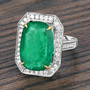 live view of zambian emerald green gemstone ring in solid 14k yellow gold
