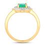 side view of zambian emerald green gemstone ring in solid 14k yellow gold