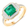 zambian emerald green gemstone ring in solid 14k yellow gold