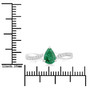 scale view of zambian emerald green gemstone ring in rhodium over sterling silver