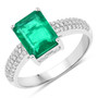 zambian emerald green gemstone ring in solid 14k white gold
