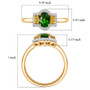 chrome diopside yellow sapphire and moissanite ring in 18k yellow gold over sterling silver shown for size comparison