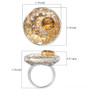 citrine and rock crystal quartz floating gemstone ring in two tone 18k vermeil and rhodium over sterling silver scale measurements