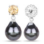 back view of tahitian pearl and citrine earrings in rhodium over sterling silver