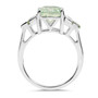 side view of prasiolite and peridot ring in rhodium over sterling silver