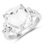 front view of rock crystal quartz and white topaz ring in rhodium over sterling silver