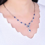 sapphire and diamond 18k white gold lariat necklace
