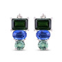 green tourmaline kyanite green sapphire and diamond earrings in rhodium plated sterling silver front view