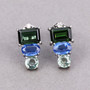 multi gemstone drop earrings with green tourmaline kyanite and green sapphire in sterling silver lifestyle view