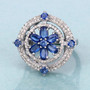 kyanite and white diamond ring in rhodium over sterling silver